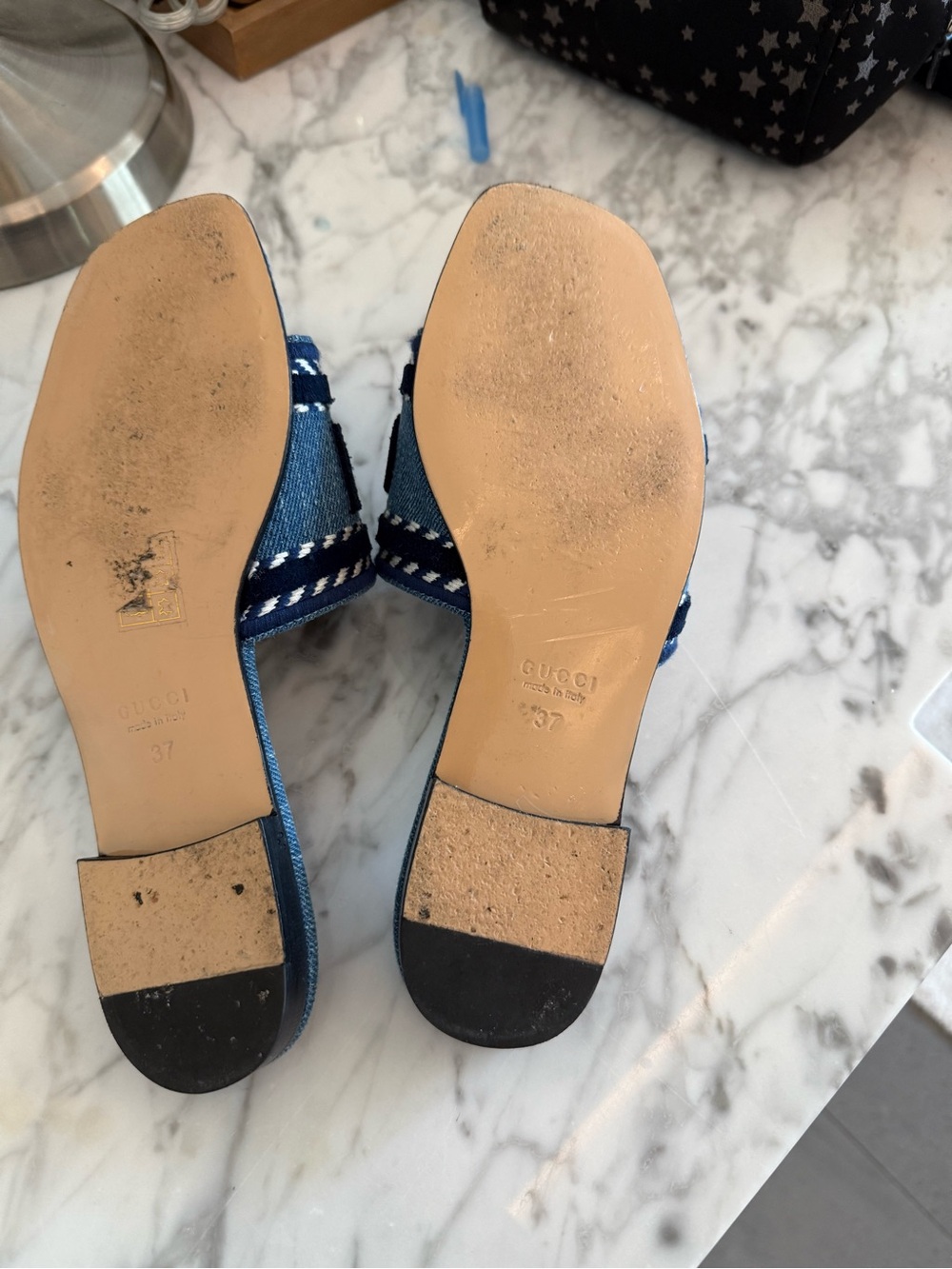 Gucci Blue Denim Slide Sandals size 37 - Picture 5 of 5